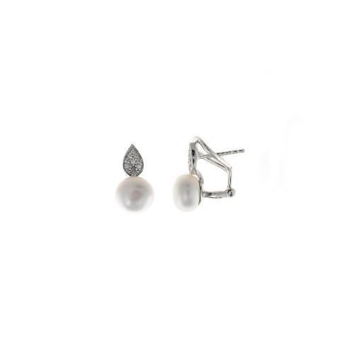 Pendientes de plata con perlas naturales y circonitas