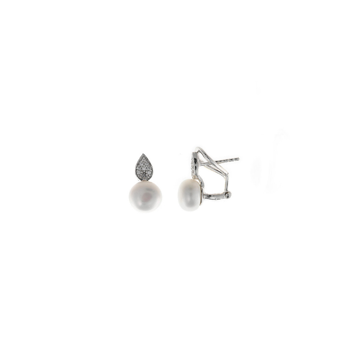Pendientes de plata con perlas naturales y circonitas